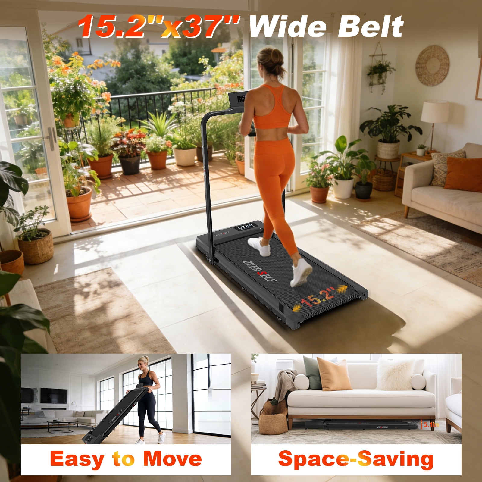 BEF Walking Pad, 3 in 1 Under Desk Treadmill, 2.5HP Quiet with Remote Control, 0.6-6.2MPH Home Workout Equipment