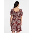 thumbnail image 4 of Time and Tru Women's Mini Dress with Puff Sleeves, Sizes XS-XXXL, 4 of 6