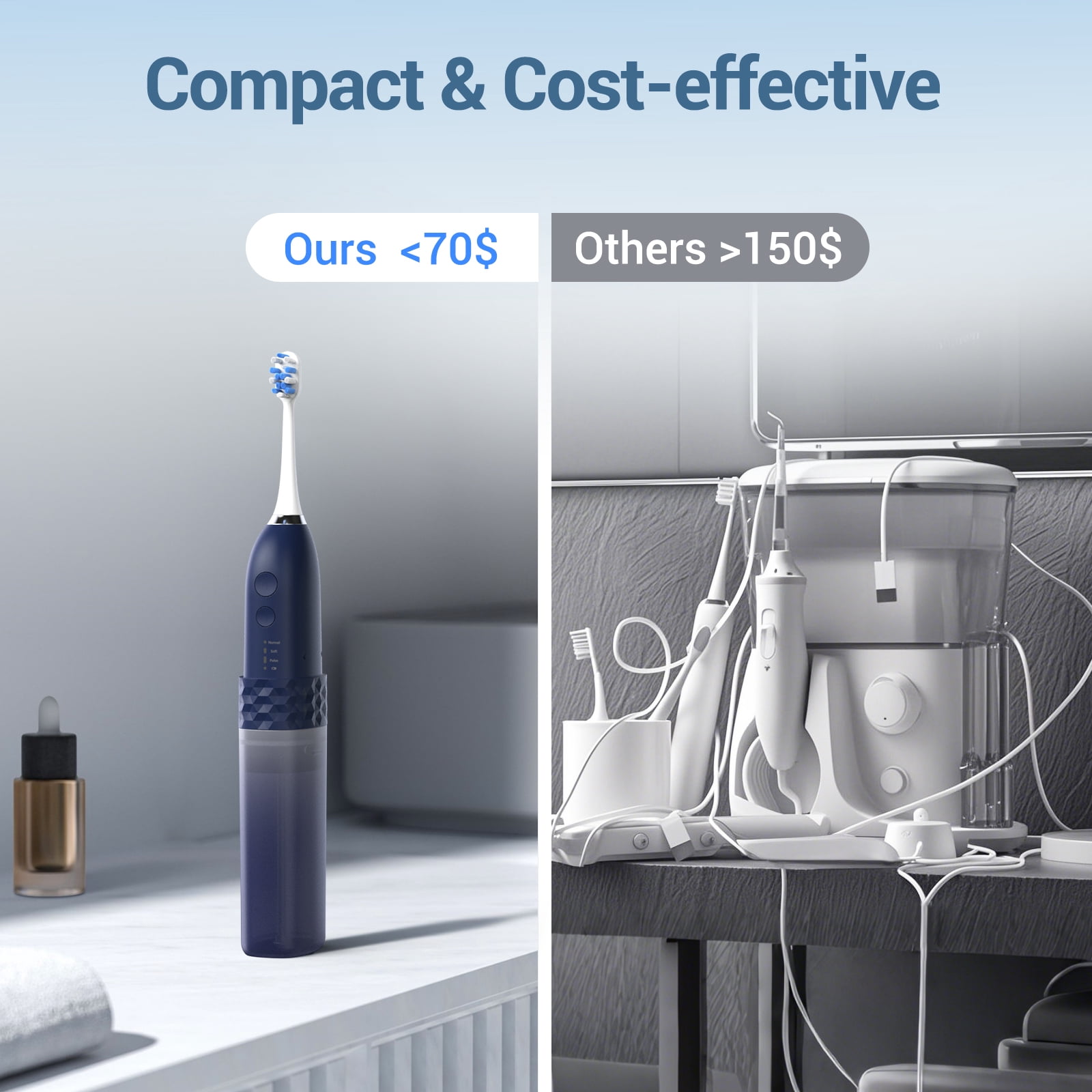 Marchpower Electric Toothbrush with Water Flosser, Upgraded 2 in 1 Cordless Toothbrush & Flosser Combo with 6 Modes & Memory Function, Portable Dental Cleaning Tool for Home & Travel