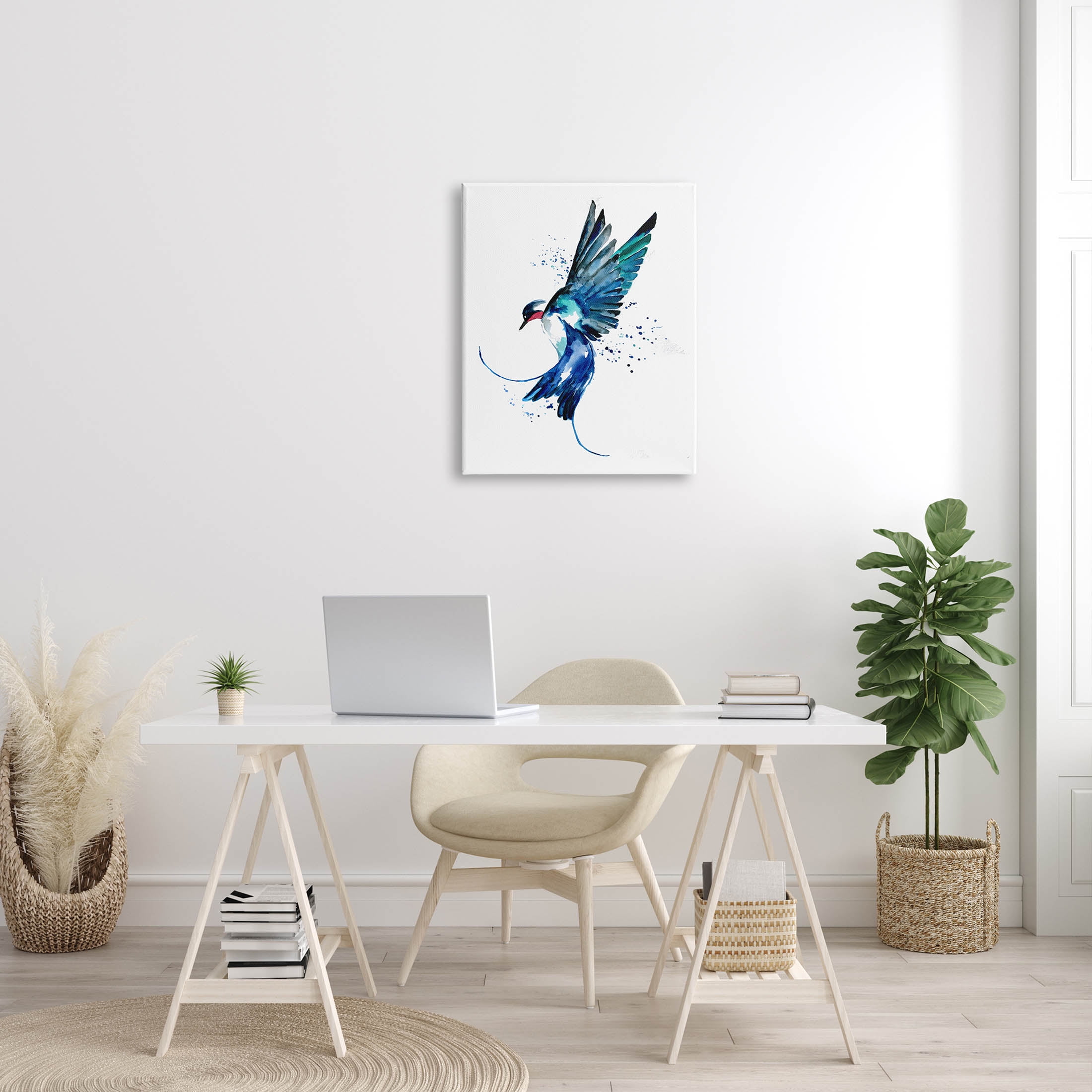 Blue Bird Flying Wings Animals & Insects Graphic Art Gallery Wrapped Canvas Print Wall Art