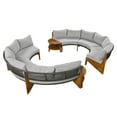 thumbnail image 6 of Harper & Bright Designs Patio Outdoor Round Conversation Set, Wood Half Moon Outdoor Sectional Sofa for 6, 3 Piece Seating Group with Cushions and a Coffee Table for Patio Garden Poolside, Gray, 6 of 14