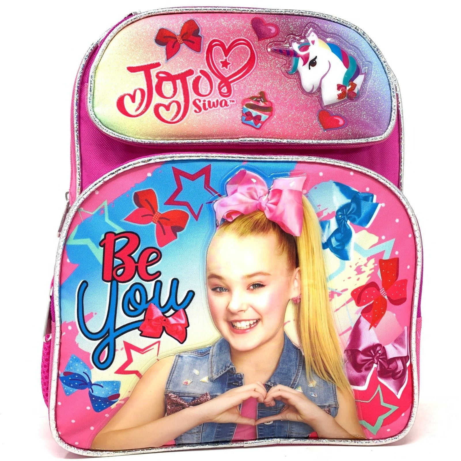 JoJo Siwa Dream Crazy Big 16" Backpack NEW JO JO with Bow Coin Purse Pink 