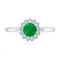 thumbnail image 4 of Rosec Jewels Natural Emerald Flower Promise Ring for Women - AAA Grade May Birthstone Ring - Ready to Gift for Valentines Day, 14K White Gold, US 5.00, 4 of 9
