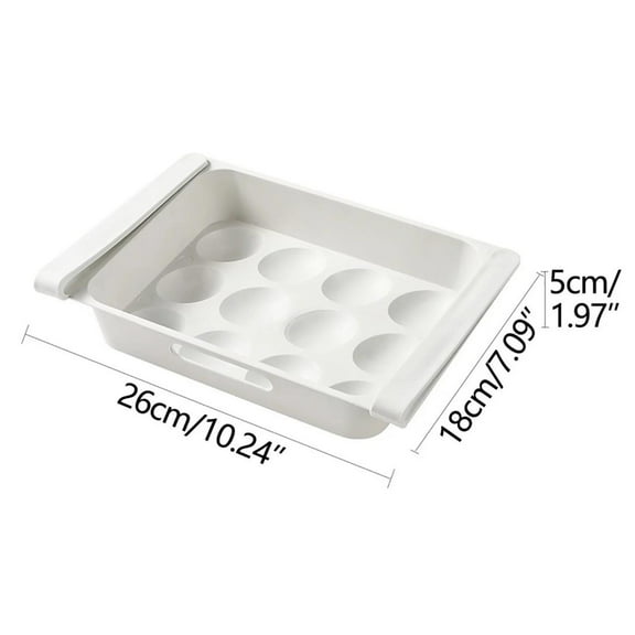LYCAQL Fridge Egg Holder, Pull Out Refrigerator Drawer Organizers Fridge Shelf Holder Storage Box Adjustable Snap On Refrigerator Egg Storage Box Container Eggs Tray for 12 Eggs