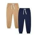 thumbnail image 2 of fnnxnal Big Boys' 11T Khaki Jogger Pants - 2-Pack 100% Polyester Elastic Waist Quick-Dry Sweatpants for School & Daily Play, 2 of 3