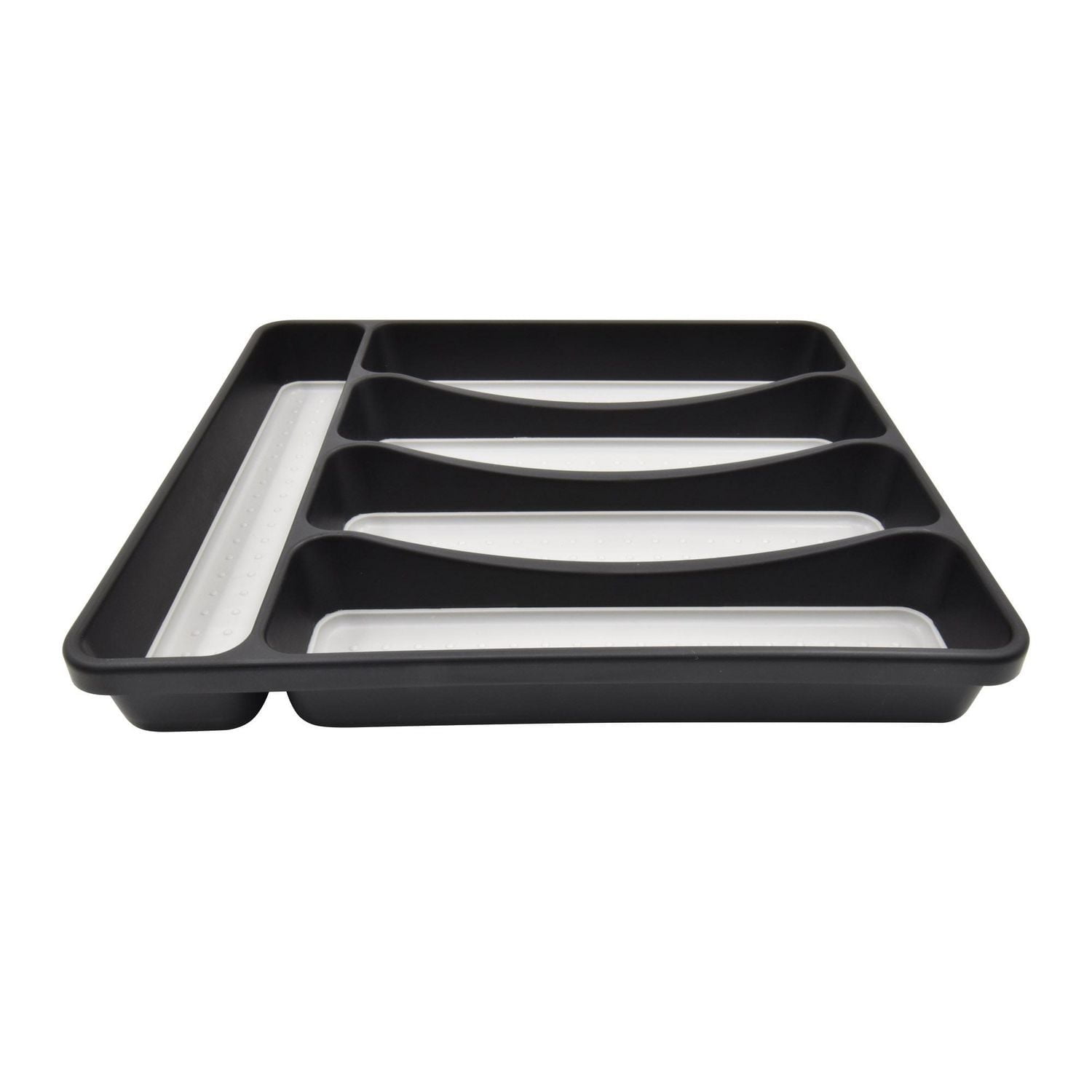 Tiroir à couverts antidérapant en plastique noir à 5 compartiments Mainstays, grand, 12,87" x 11,34", organisateur de cuisine, 1 pièce