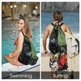 thumbnail image 3 of Drawstring Mesh Swim Backpack with Wet Pocket Lightweight Sports Equipment Bag for Swimming Gym Workout Grer Hand Carry Handle Beach Pool, Dark Green, 3 of 7