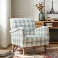 thumbnail image 3 of Modern Plaid Accent Chair Upholstered Blue Armchair Home Bedroom Living Room, 3 of 8