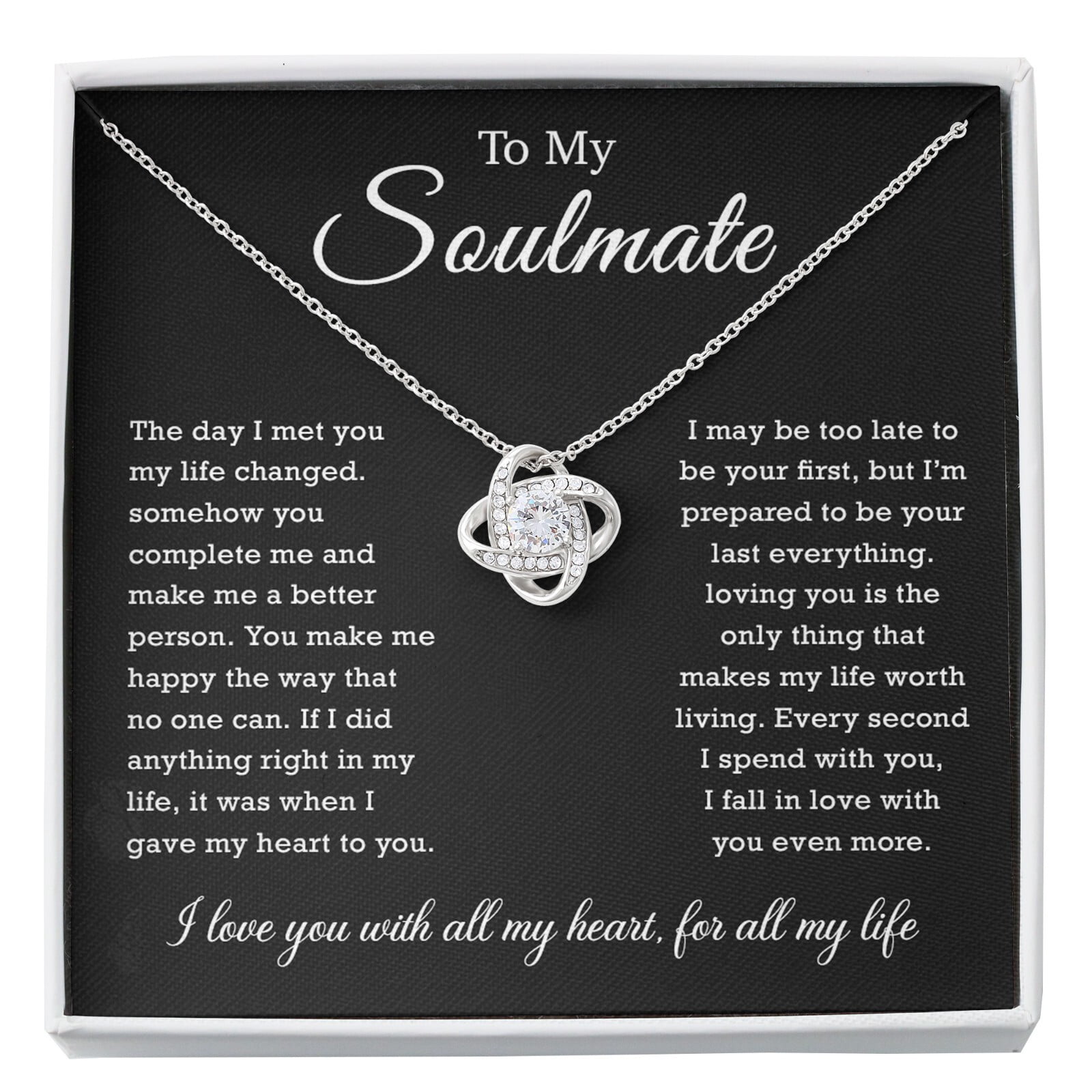 To My Soulmate Wife Girlfriend Fiancee Anniversary Necklace A Meaningful Necklace Perfect For Anniversaries Birthdays Valentine V4090 Gold Love Knot Necklace