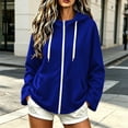thumbnail image 2 of Hurxie Women's Full Zip Up Hoodie Long Sleeve Hooded Sweatshirts Pockets Jacket Coat for Women Blue,L, 2 of 7