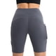 thumbnail image 4 of Naiovety Pantalones cortos deportivos elásticos con bolsillos de alta capacidad para mujer, Shorts de baño de cintura alta, color gris claro Uniforme atlético, 4 of 6
