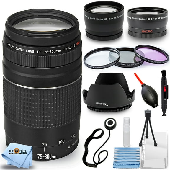 Canon EF 75-300mm f/4-5.6 III Lens (Black)   Telephoto and Wide Angle Lenses
