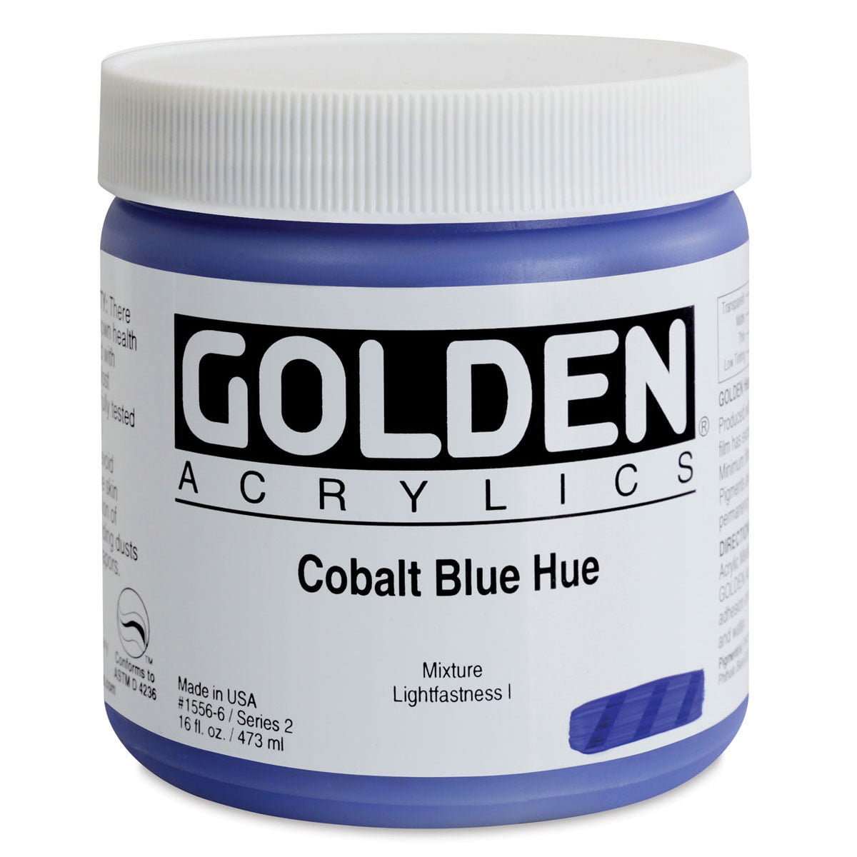 Golden Heavy Body Artist Acrylics - Cobalt Blue Hue, 16 oz Jar