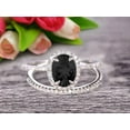 thumbnail image 2 of 2.50 Carat Oval Cut Black Diamond Moissanite Wedding Anniversary Gift Bridal Set Engagement Ring On 10k White Gold With Matching Band Art Deco Vintage Look, 2 of 5
