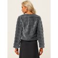 thumbnail image 4 of Abrigo mullido de piel sintétisin cuello chaquerecortacálide invierno pamujer Gris XL, 4 of 5