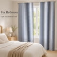 thumbnail image 2 of Bedliving Sheer Curtains 84 Inches Long 2 Panels Navy Blue Striped Light Filtering Voile Drapes Rod Pocket Curtains for Bedroom Living Room Decor, 2 of 9