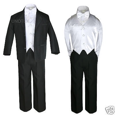 New Boys Baby Infant Teen Wedding Communion Formal Bowtie Tuxedo Suit S-20 WHITE 