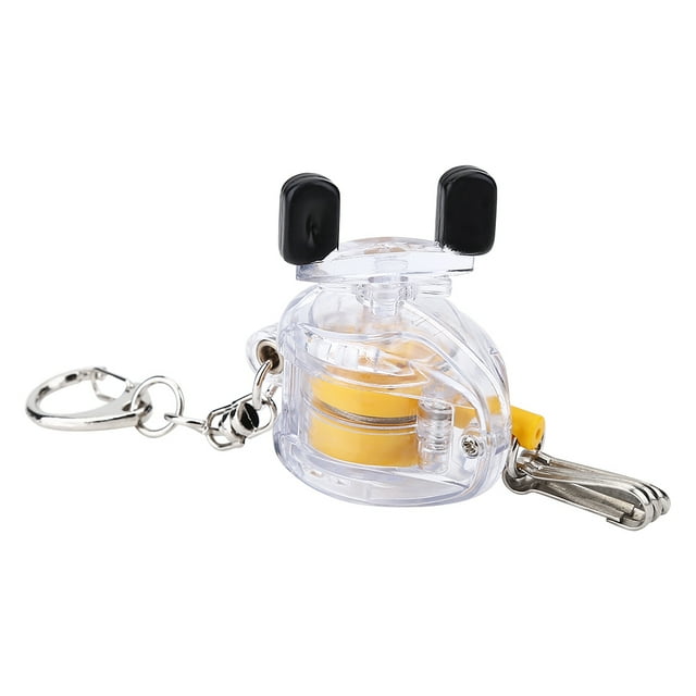 HURRISE Fishing Keychain,Portable Fishing Reel Keychain Key with Retractable Steel Wire Belt Clip Lock Buckle,Fishing Reel Key Chain