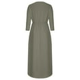 thumbnail image 5 of Womens Dresses Women's Short sleeved-neck Bohemian Fashion Solid Color High Waist and Ankle Split-neck Dress Womens Summer Dress Army Green L, 5 of 5