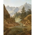 thumbnail image 2 of August Piepenhagen 20x24 Black Ornate Framed Double Matted Museum Art Print Titled: Mountain Landscape with Hiker (The Wanderer), 2 of 5