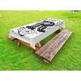 thumbnail image 1 of Letter R Outdoor Tablecloth, Baroque Antique R Typography with Old Fashion English Aristocratic Swirls, Decorative Washable Fabric Picnic Tablecloth, 58 X 120 Inches, Black Grey White, by Ambesonne, 1 of 2