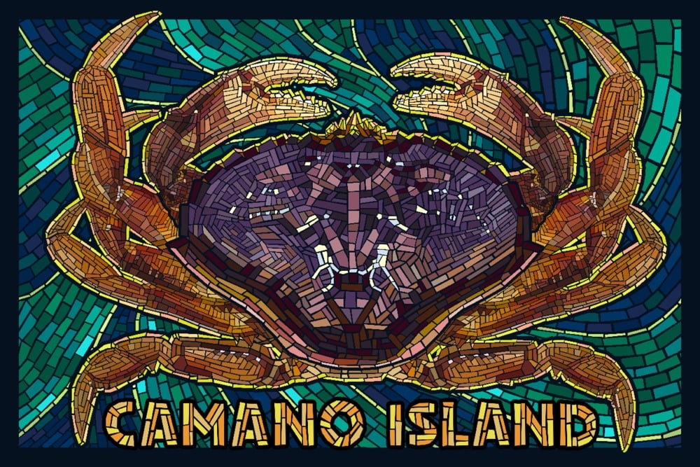 Camano Island, Washington, Mosaic Dungeness Crab (9x12 Wall Art Print