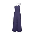 thumbnail image 6 of LEBONYARD Women's Overalls with Cut-Out Details,Women's Solid Color Zipper One Shoulder Sling Jumpsuit Long Pants Blue M, 6 of 6
