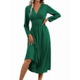 thumbnail image 1 of Robe Maxi à Manches Longues pour Femmes Automne Tendance Élégante Col en V Fluide Invité de Mariage Vacances Robes Longues Formelles, 1 of 9