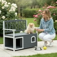 thumbnail image 4 of Ktaxon 44in Wooden Outdoor Storage Bench with Dog House, 2-in-1 Patio Seat for Backyard, Gray & White, 4 of 8