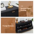 thumbnail image 6 of Weselon 9 Drawer Double Dresser, Wood Chest of Drawers, Modern Fluted Wide Chest of Drawers,  Storage Cabinet Organizer for Bedroom, Living Room and Entryway, Black, 6 of 10
