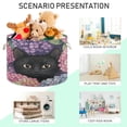 thumbnail image 4 of WOBOGO Hydrangea Cat Toy Storage Basket 20×14in Canvas Laundry Hamper for Living Room Kids Room Bathroom Organizer, 4 of 6