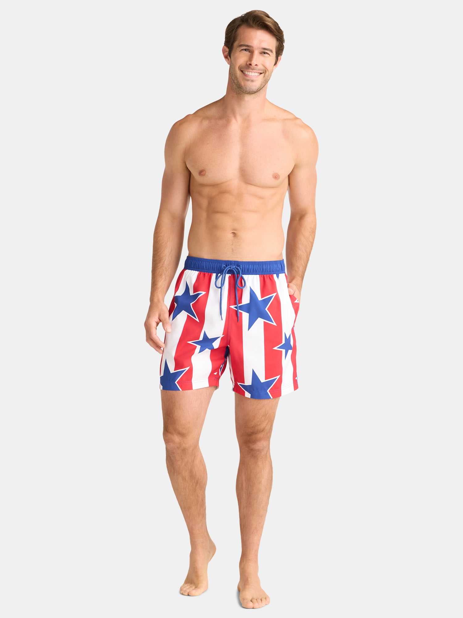 Way to Celebrate Men's & Big Men's Americana Swim Trunks, Sizes S-3XL