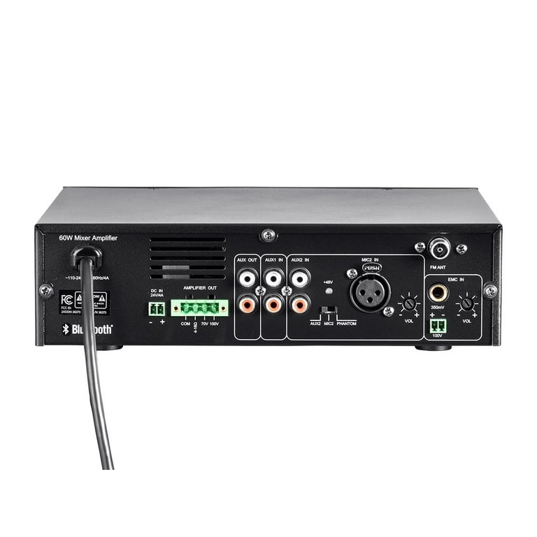 Monoprice Commercial Audio 60W 3ch 100/70V Mixer Amp with Built-in MP3  Player, FM Tuner, And Bluetooth Connection
