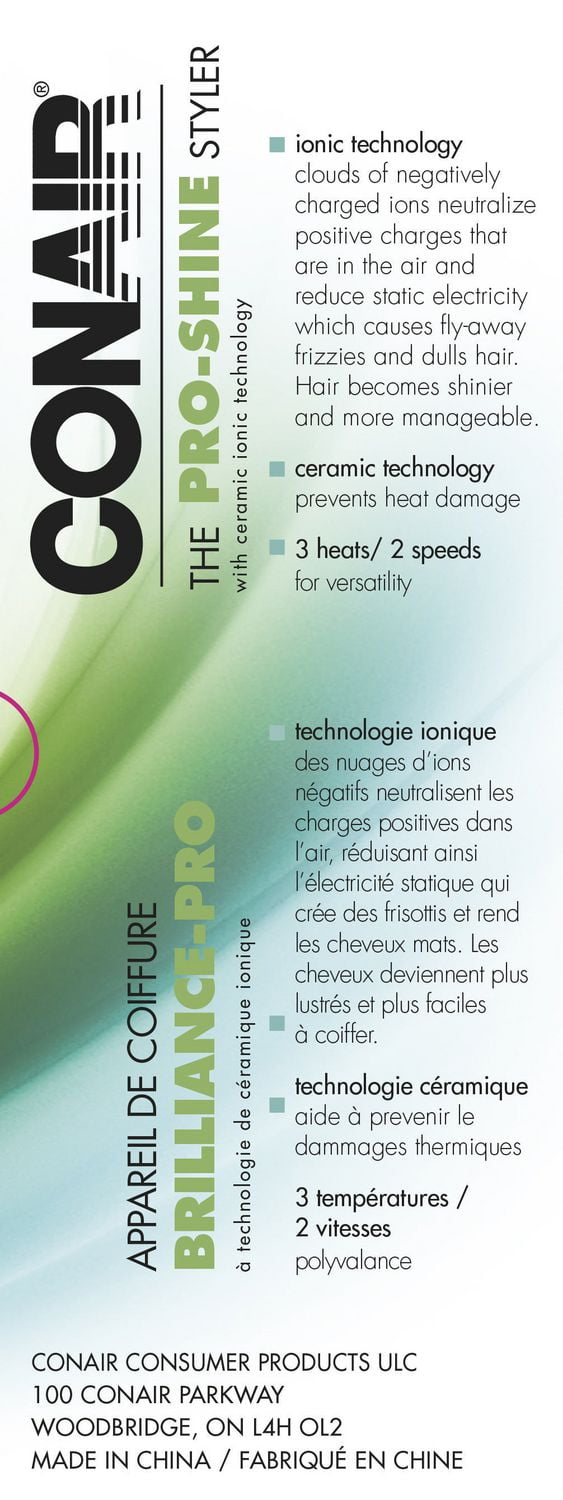 SÈCHE-CHEVEUX CONAIR®, 1875 WATT, GRANDE TAILLE, CÉRAMIQUE IONIQUE, CHROMÉ, BLANC