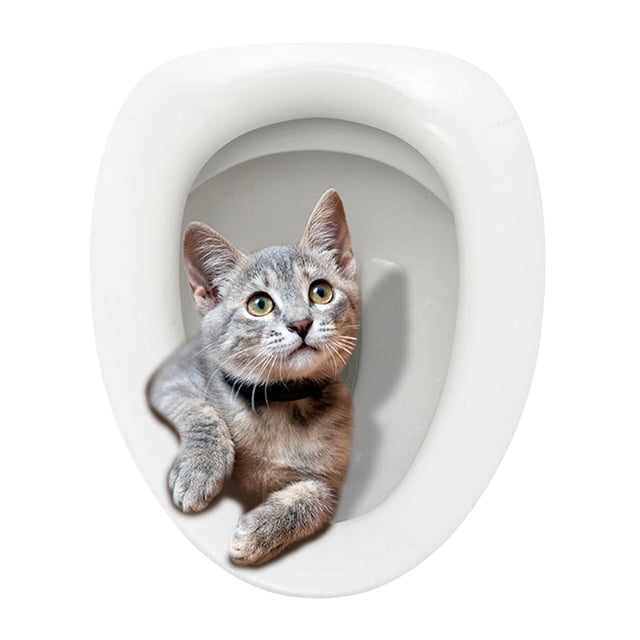 Calcomanías adhesivas para tapa de asiento de inodoro de gato, calcomanías para tapa de asiento de inodoro de gato, calcomanías divertidas para L