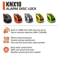 thumbnail image 4 of KOVIX KNX10 Candado de freno de disco con alarma para motocicleta, pasador de 10 mm, 3 llaves, resistente, antirrobo, naranja fluorescente, 4 of 5