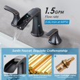 thumbnail image 2 of Oil Rubbed Bronze Waterfall Bathroom Faucet - 3-Piece Widespread 2-Handle for 3-Hole 4-8" Sink with Pop-Up Drain, 2 of 8