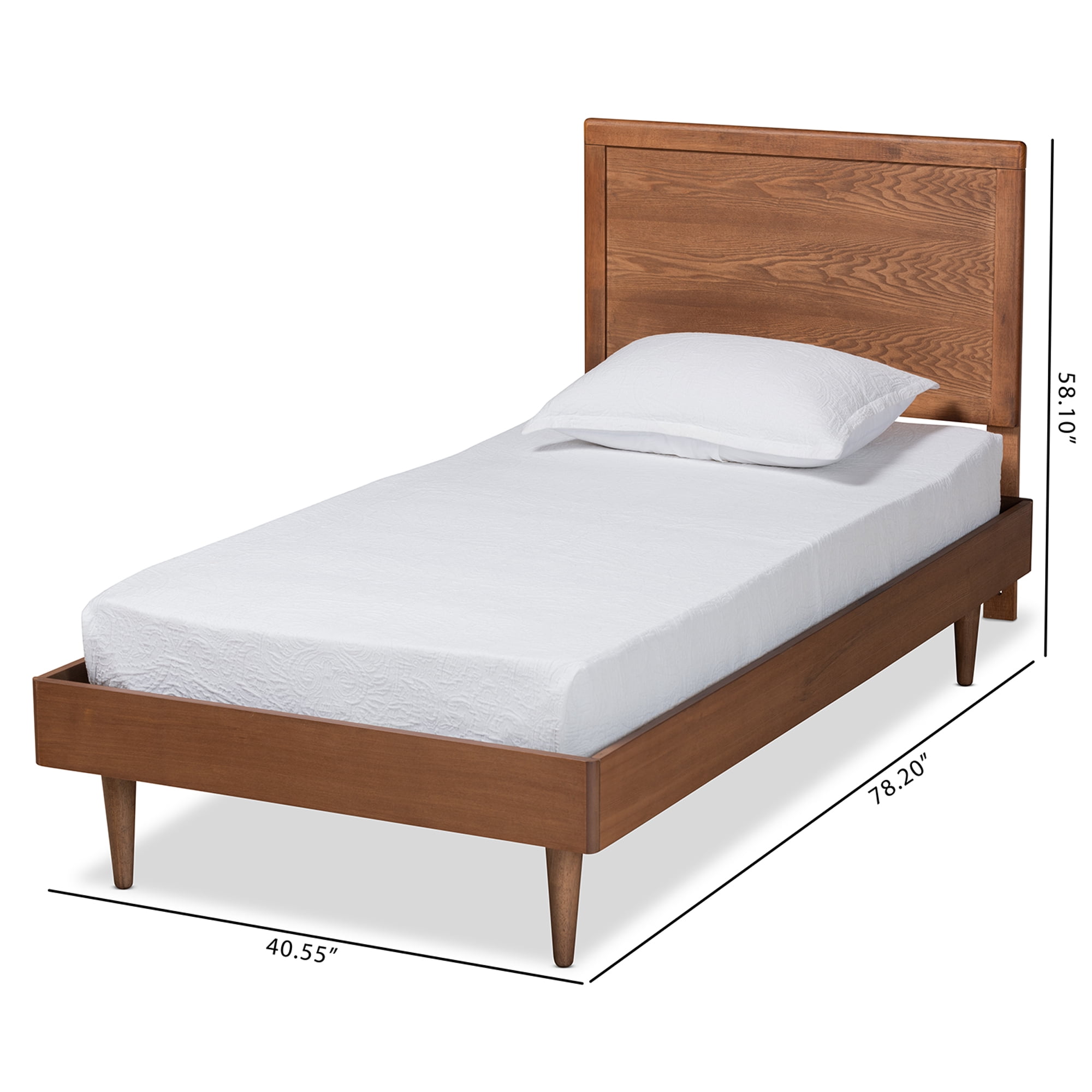 Baxton Studio Hiro Modern Engineered Wood Platform Bed, Twin, Walnut Brown