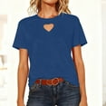 thumbnail image 4 of Oksale Heart Cutout Cotton Shirts for Women Comfy Short Sleeve Basic Tees Loose Casual Crewneck Going Out Tops 2026 Blue 2XL, 4 of 10