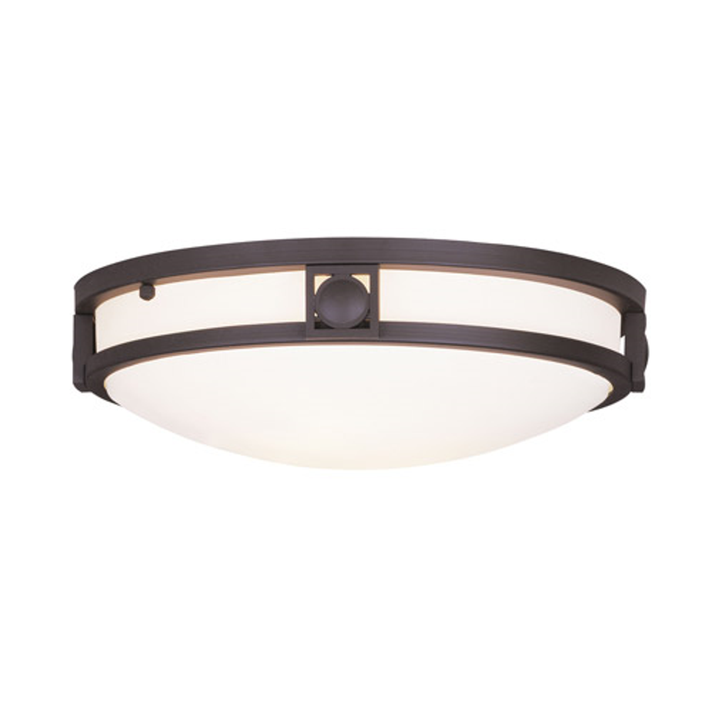 Semi Flush Mounts 2 Light With Satin White Steel Drum Bronze size 13 in