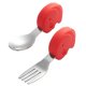 thumbnail image 1 of 1 juego de tenedor y cuchara, cuchara de dibujos animados para niños, cucharas para niños, utensilios para niños pequeños, cucharón de silicona, tenedor de entrenamiento para niños pequeños,, 1 of 5