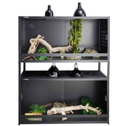 2-Tier 4x2x2 PVC Reptile Enclosure System, 2-Pack 120 Gallon Habitats with Sliding Glass Doors for Bearded Dragons, Lizards and Snakes