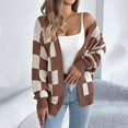 thumbnail image 2 of Womens Oversized Sweaters Casual Fall Long Sleeve Checkered Cardigan Open Front Ribbed Knit Outerwear Sweater Tops, 2 of 6