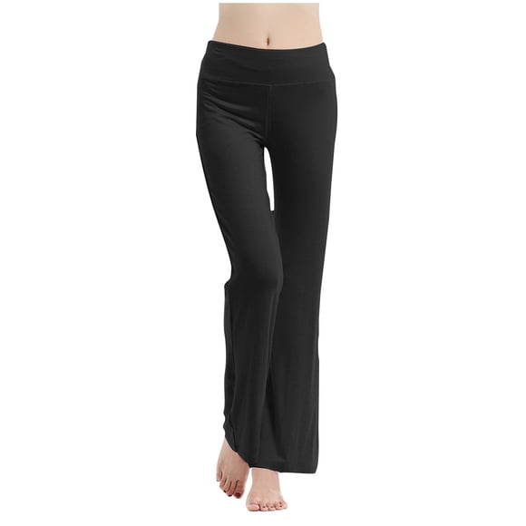Timegard Pantalon de Yoga à Jambe Grand pour Femmes, Cordon de Serrage, Taille Haute, Pantalon de Sport, Couleur Unie, Athlétique, Confortable