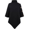 thumbnail image 1 of LinYooLi Women Knitted Shawl Wrap Turtleneck Sweater Poncho Cape with Side Buttons, 1 of 5