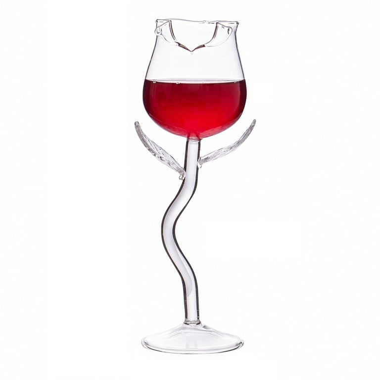Tohuu Wine Cups Red Wine Glasses Rose-Shaped Wine Glasses Cocktail Cups  Modern Wine Glass with Stem Clear/Pink Red Wine Glasses Cups Unique Wine Glass  Cup for Party Wedding Valentine's Day well-suited 