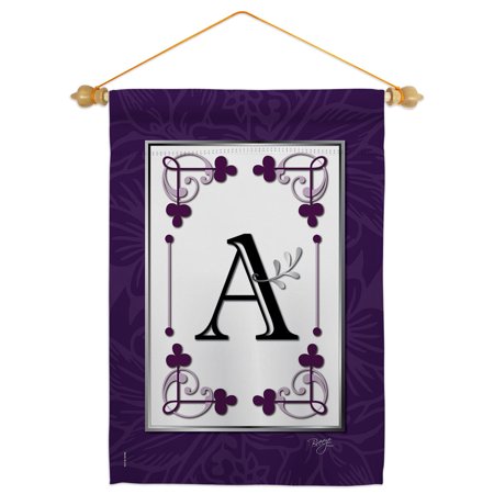 Classic A Initial Garden Flag Set Simply Beauty 13 X18.5 Double-Sided Yard Banner