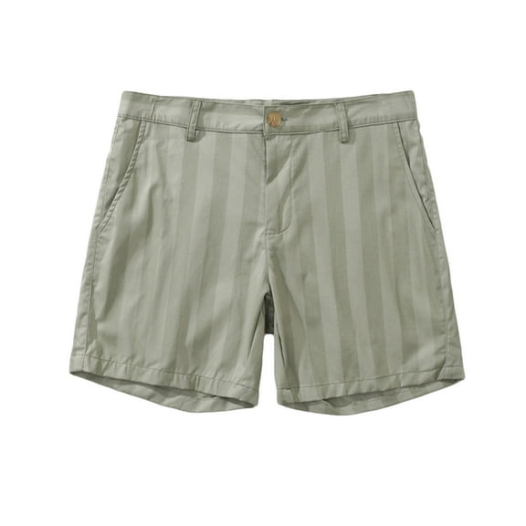 HOOMEUMY Men's Classic Fit Summer Beach Shorts Quick Dry Breathable Stretch Stripe Flat Front Bermuda Short Pants with Belt Loops Green L