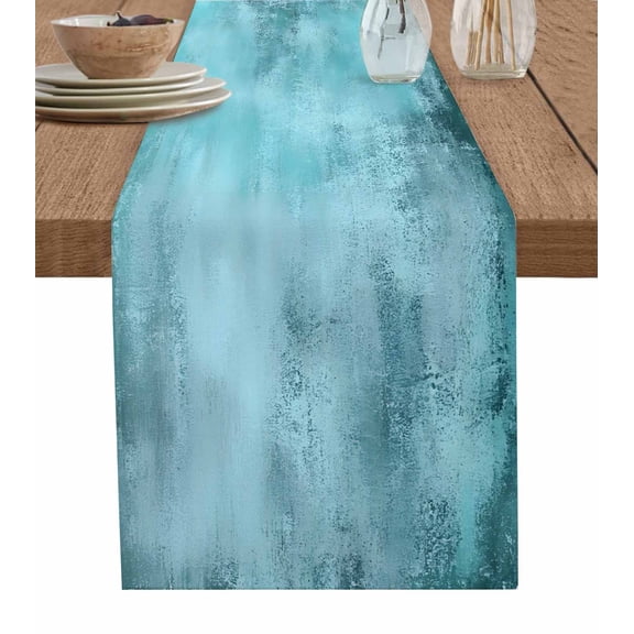 Table Runner Turquoise Table Decoration for Kitchen Dinning Modern Abstract Art Table Decoration for Indoor Outdoor Party Wedding Decor 13x90inch