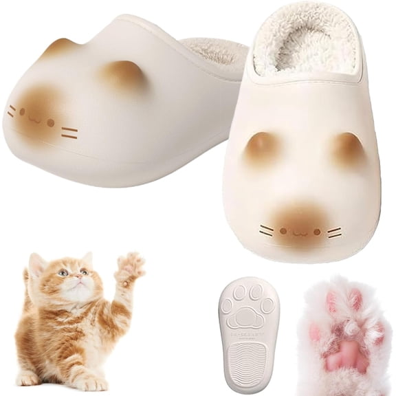 Cat Paws Footprints Fluffy Plush Fleece Height Increase Slippers - Cute Animal Ultra-Thick Slipper Home Shoes, Cat Paw Slippers